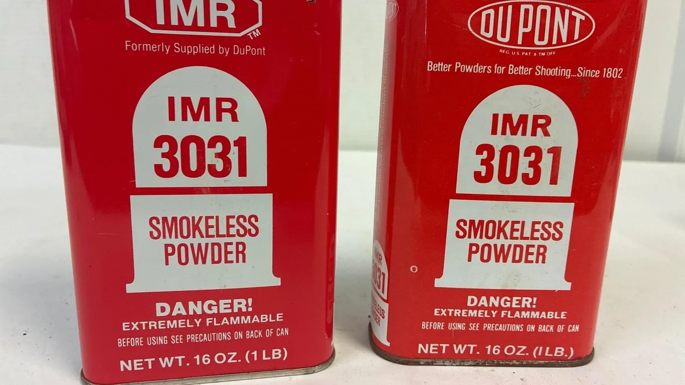 1 full IMR 3031 smokeless powder. 1 about 1/3 full
