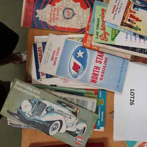 assorted vintage gas station road maps