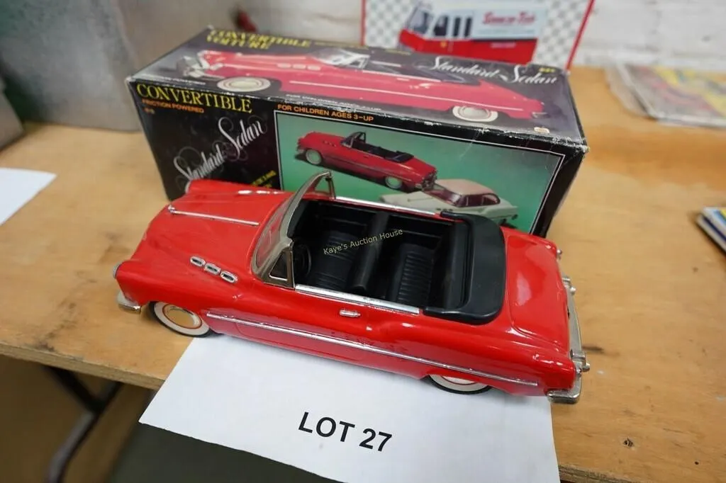 Friction-powered convertible sedan toy car