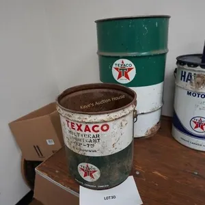 vintage Texaco Oil drum and pail