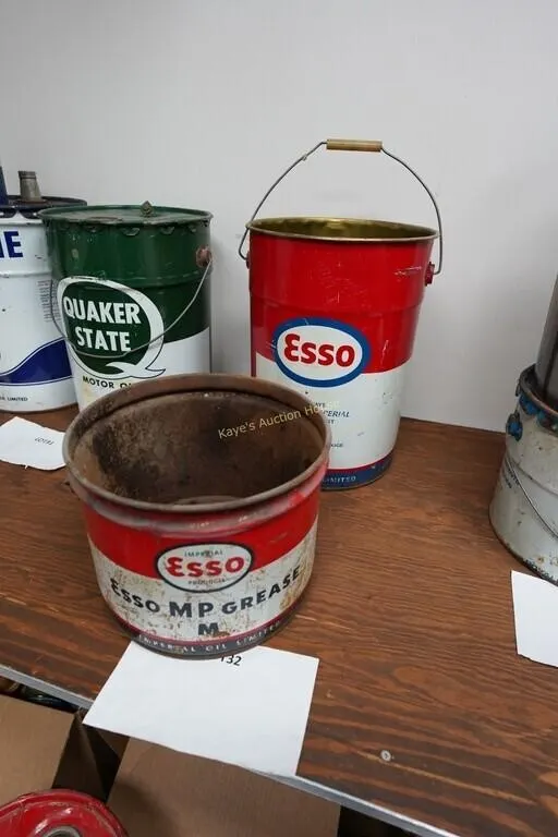 vintage Esso Motor Oil and MP grease pails