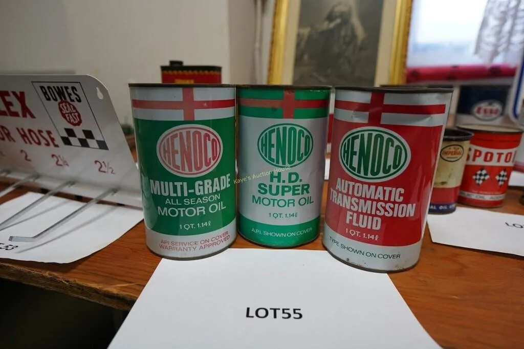 Henoco motor oil and automatic cans