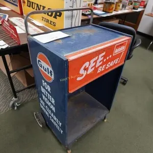 vintage Gulf Autolite Service Station mobile cart
