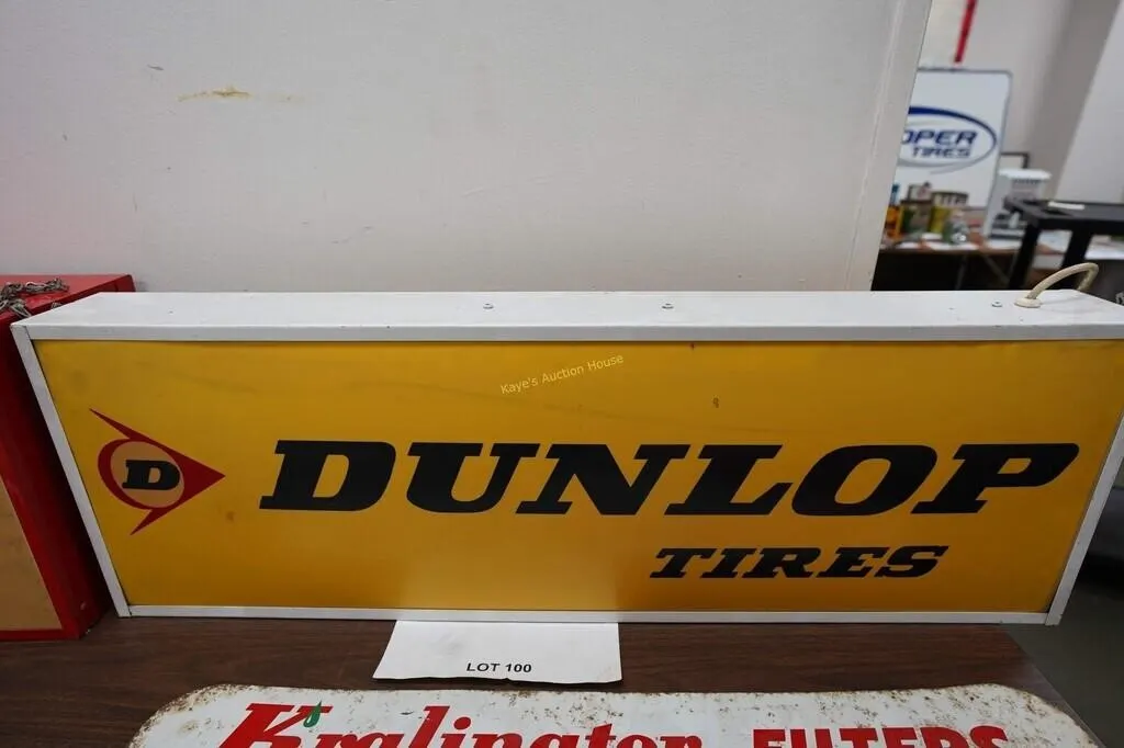 Dunlop Tires hanging light-up sign