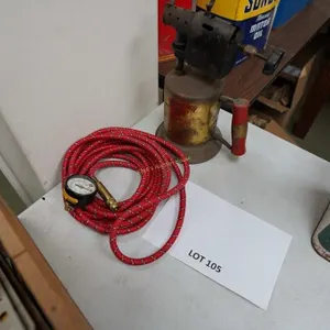 vintage blow torch and air pressure gauge