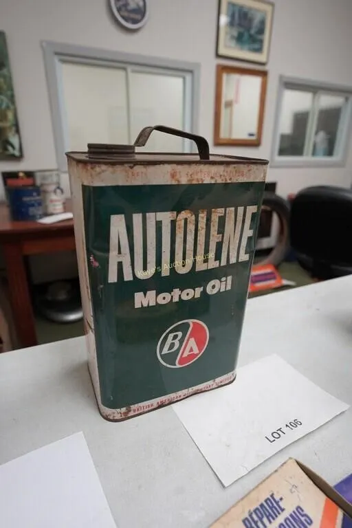 B/A Autolene motor oil can