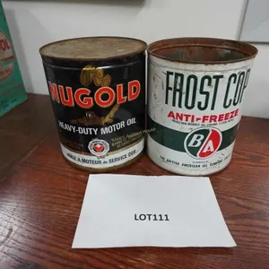 Nugold Motor oil & B/A frost-gard anti-freeze cans