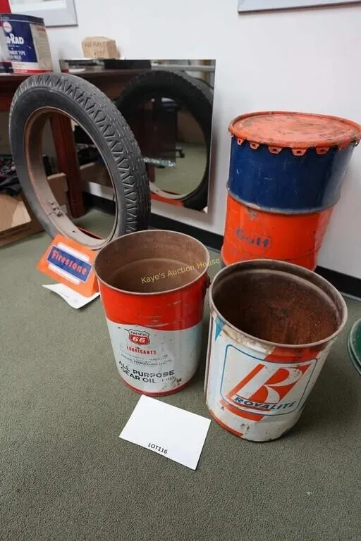 Gulf, Pacific 66 7 B/A oil drums