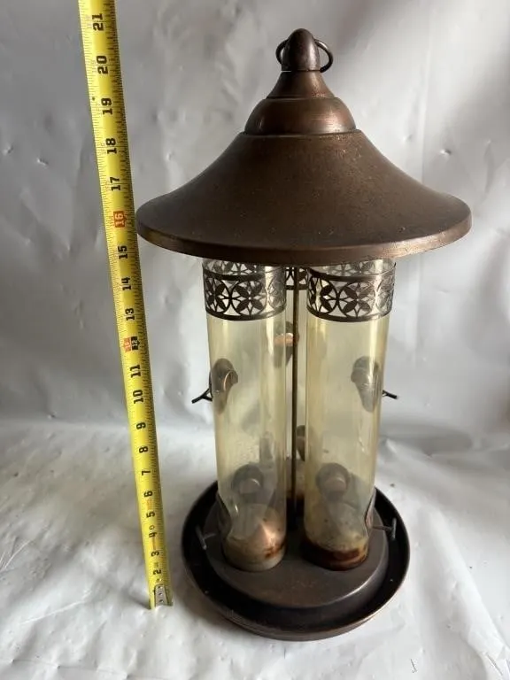 Copper-Tone Lantern-Style Bird Feeder