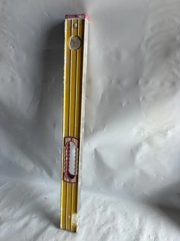 Vintage Yellow Wood & Aluminum Level