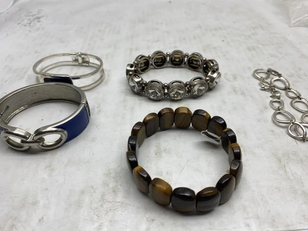Bracelet Lot: Bangles, Beaded & Chain Styles