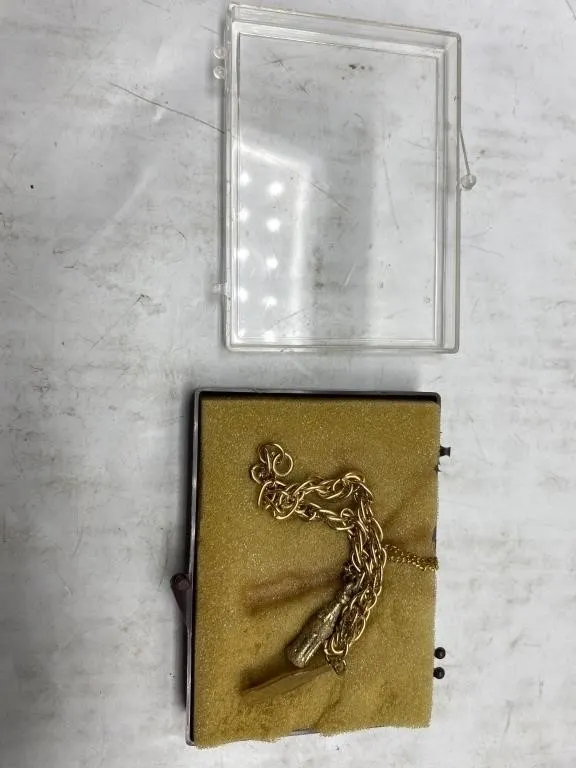 Gold-Tone Pocket Watch Chain with Fob