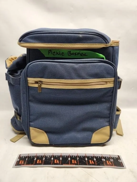 Blue Insulated Picnic Backpack Cooler Bag