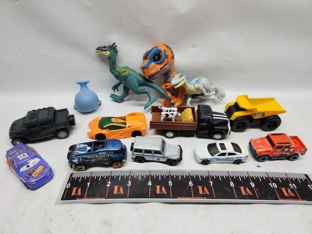 Toy Vehicles & Dinosaur Figures Lot