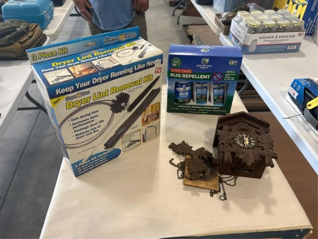 Lint Removal Kit, Bug Spray, Clock