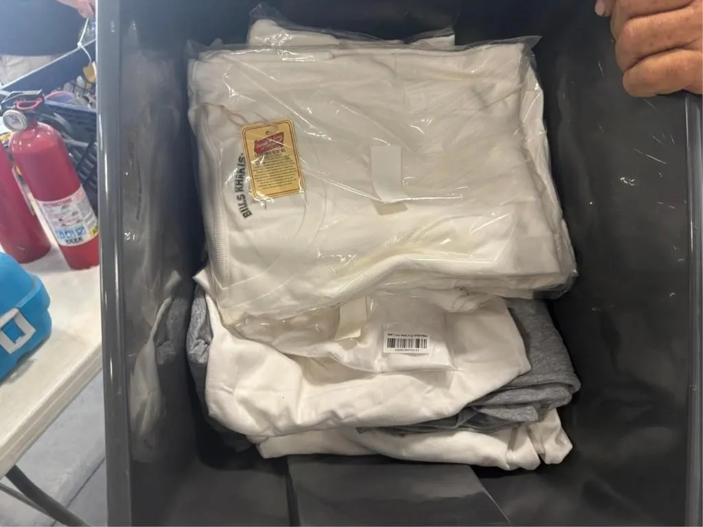 Tote of New White & Grey XL Shirts