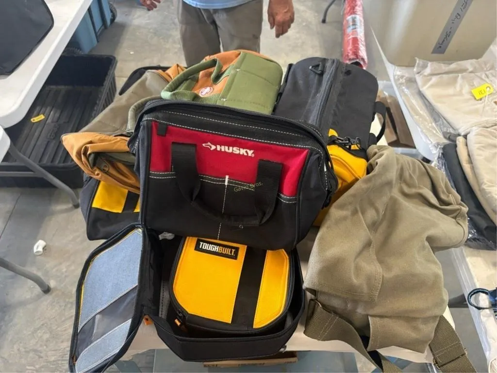 Tote of misc tool bags
