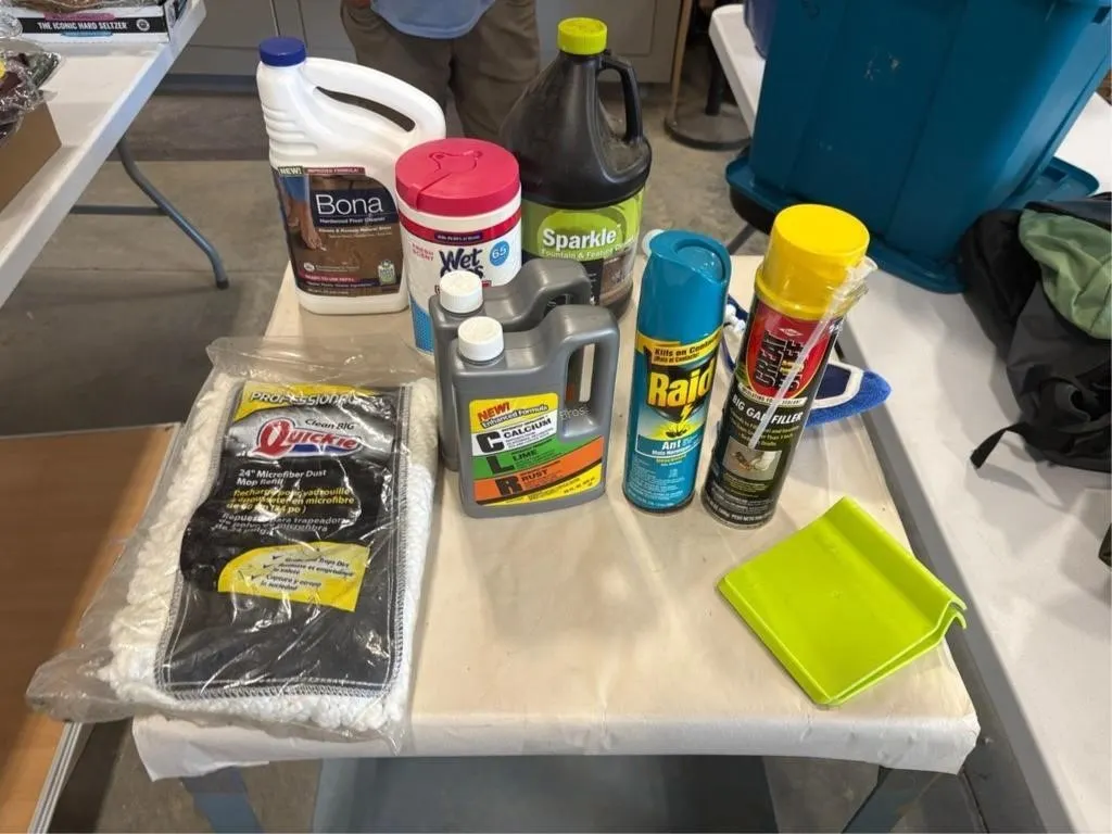Tote of Cleaning Supplies