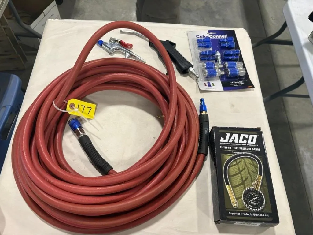 Air Hose, Chucks, Pressure Gauge