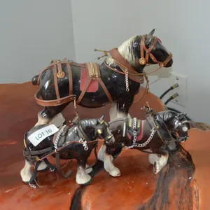 3 Ceramic Statue Horses