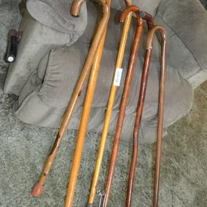 6 Walking Canes with curved handle