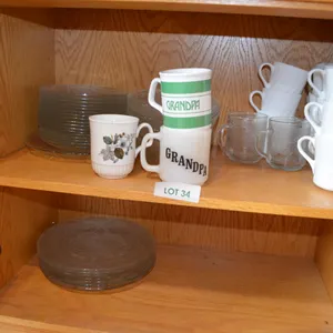 Selection of Glass Plates and Coffee Mugs
