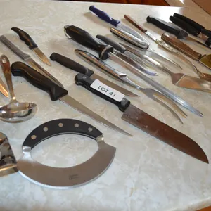 Large Assortment of Serving Utensils, Knives, Cleaver, Jamie Oliver Knife