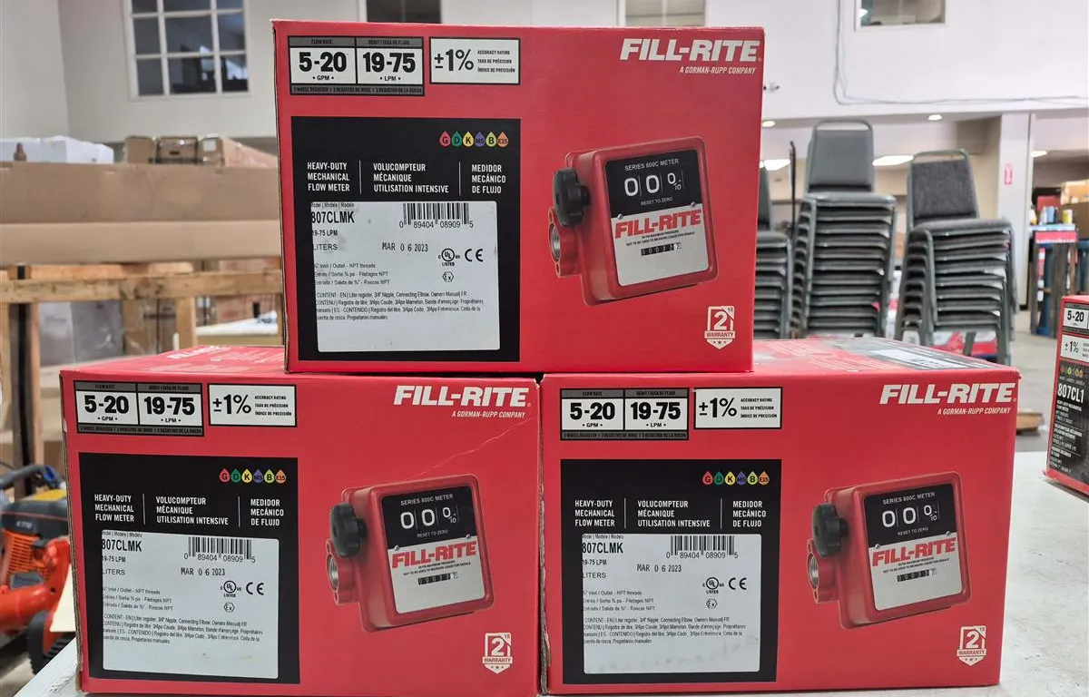 (3) Fill-Rite 807CLMK Mechanical Flow Meters
UNRESERVED