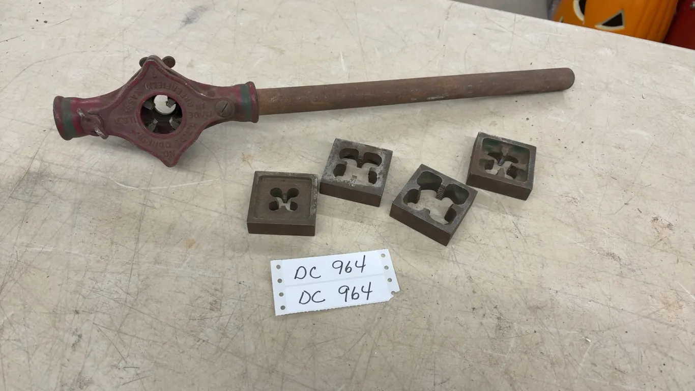 Greenfield Tap and Die Corporation No. 1 Die Stock with Four Square Threading Dies