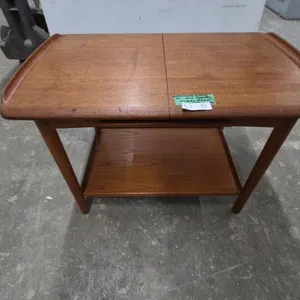 MCM Teak Coffee Table with Pull-Out Slate Extension and Lower Shelf