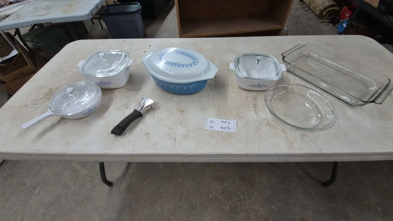 CorningWare Blue Cornflower and Snowflake Pattern Casserole Dishes, Saucepan