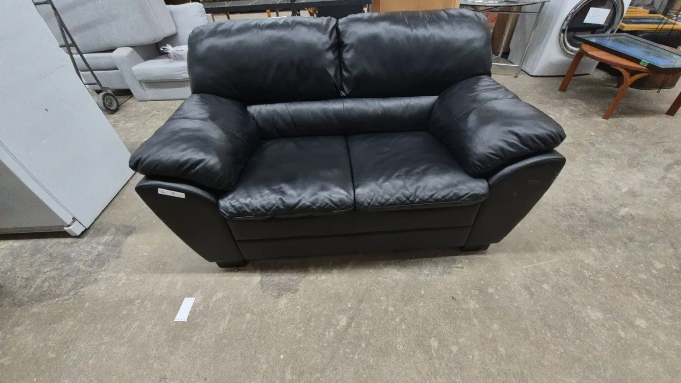 Black Leather / Leather-Style Loveseat, 60” Wide