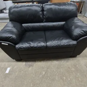 Black Leather / Leather-Style Loveseat, 60” Wide
