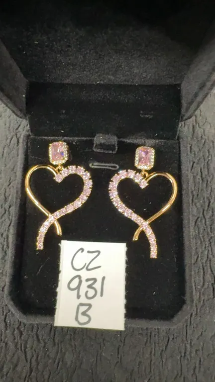 18K Gold Plated 1.0 Carat Emerald Cut Lab-Created Pink Sapphire Heart Dangle Earrings