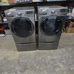 LG True Steam Front-Load Washer and Sensor Dry Dryer Set with Pedestals, Stainless Finish