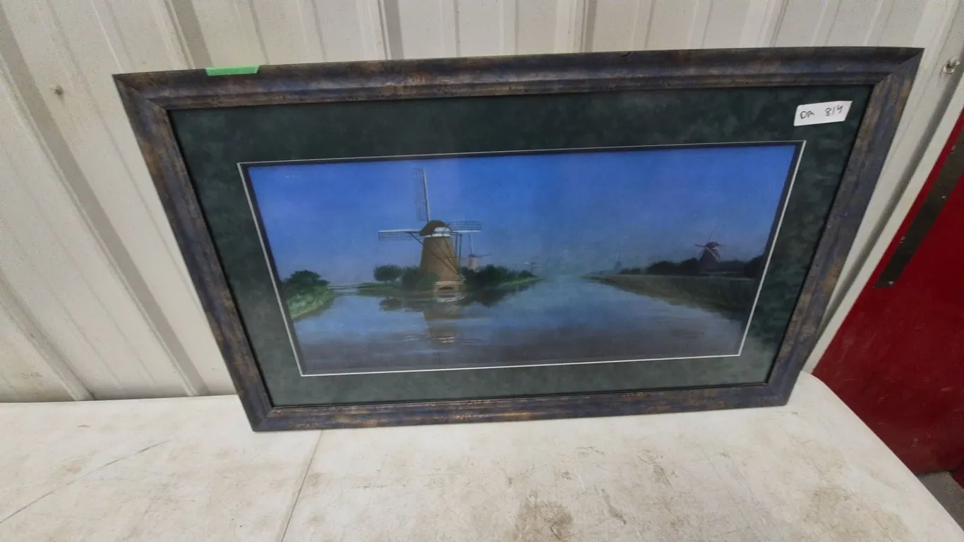 Framed Print of Windmills by G. Boonstra, 2002. 36”×22”