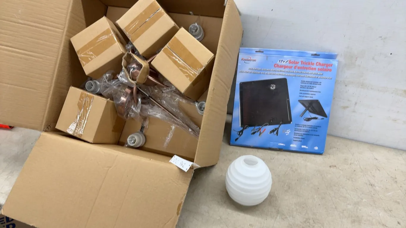 New Koolatron 12V Solar Trickle Charger and New Light Fixture with Glass Shades