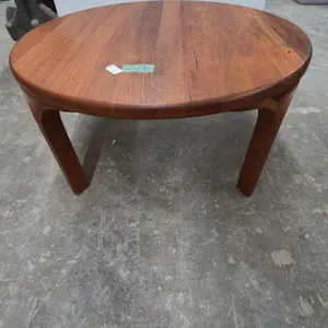Danish Teak Round Coffee Table, 17” High × 35” Diameter