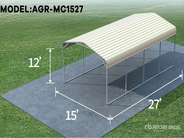 2026 Agriquip AGR-MC1527 15 ft x 27 ft Steel Carport (Unused)