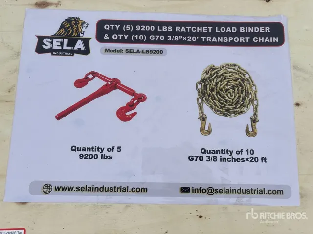 Quantity of 2026 SELA LB9200 Ratchet Binders & Transport Chains (Unused)