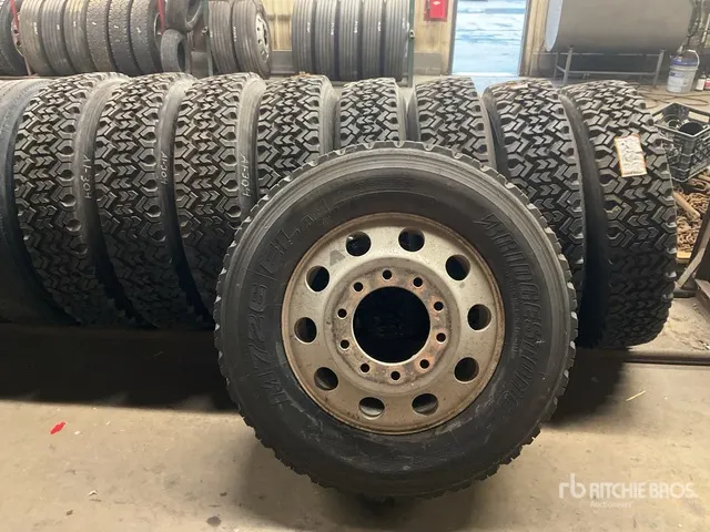 Quantity of (9) New Recapped 11R24.5 Tires Mounted on Aluminum Wheels Tires