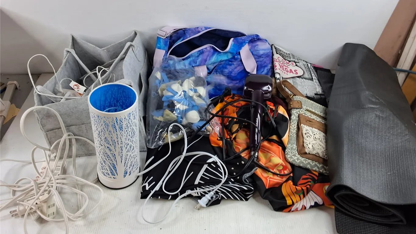 Desk Lamp, Purses, Mat, Extension Cord, Balloons, Misc