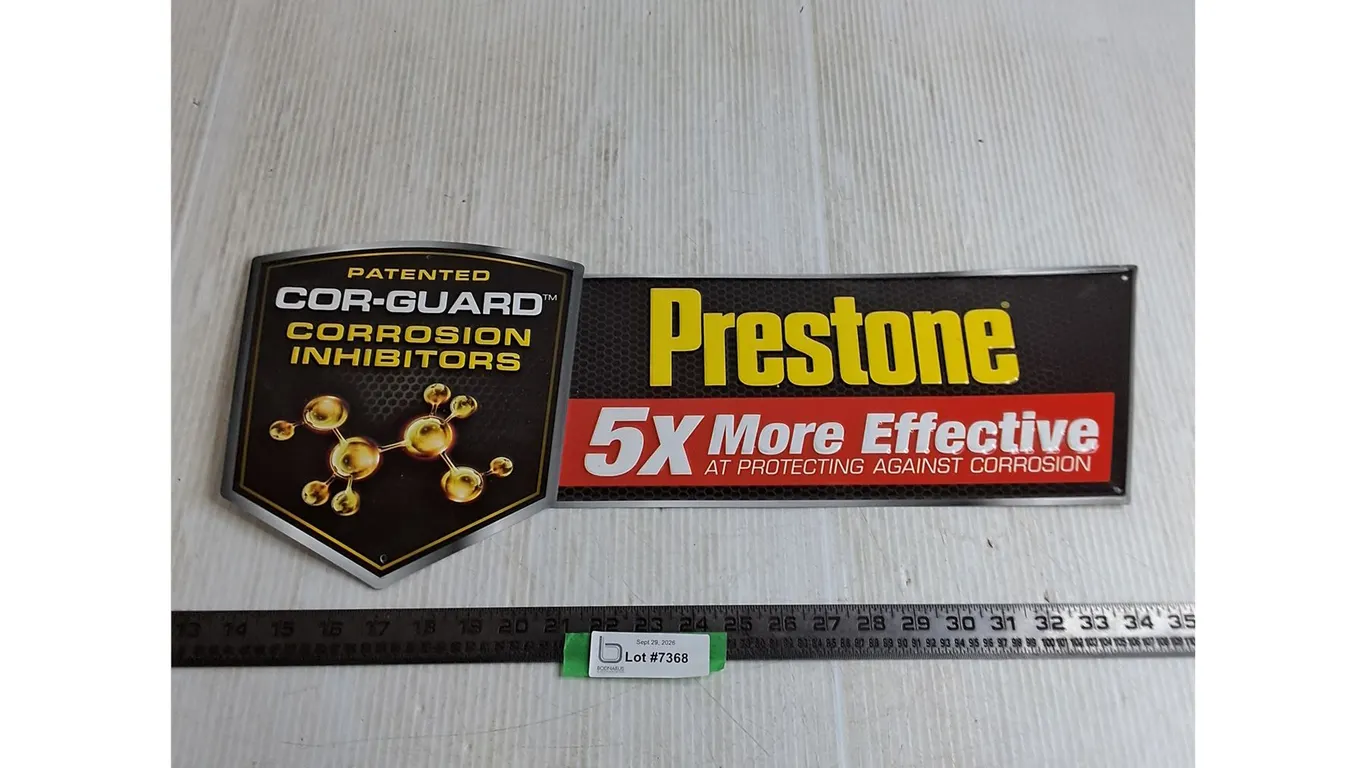 Tin Prestone Cor-guard Sign