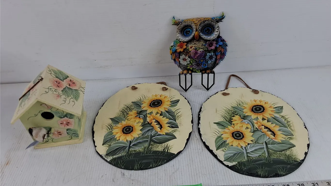 Hand Painted Wall Decor, Decorative Bird House, Decorative Owl