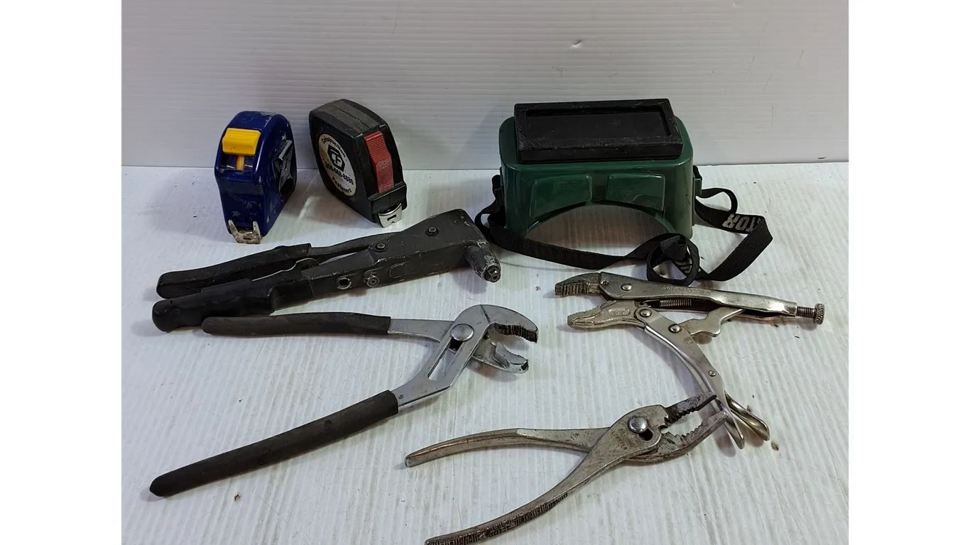 Assorted Pliers, Measuring Tapes, Safety Goggles