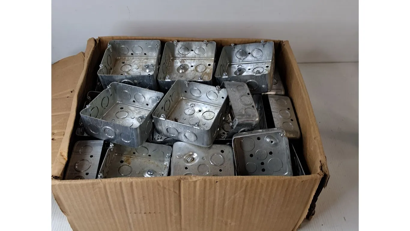 Box Of Standard 4-inch Square metal Electrical Junction Boxes