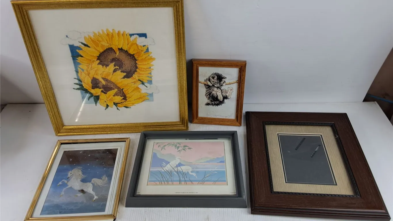 Framed Embroidery Wall Art, Prints & Picture Frame 14" x 12"