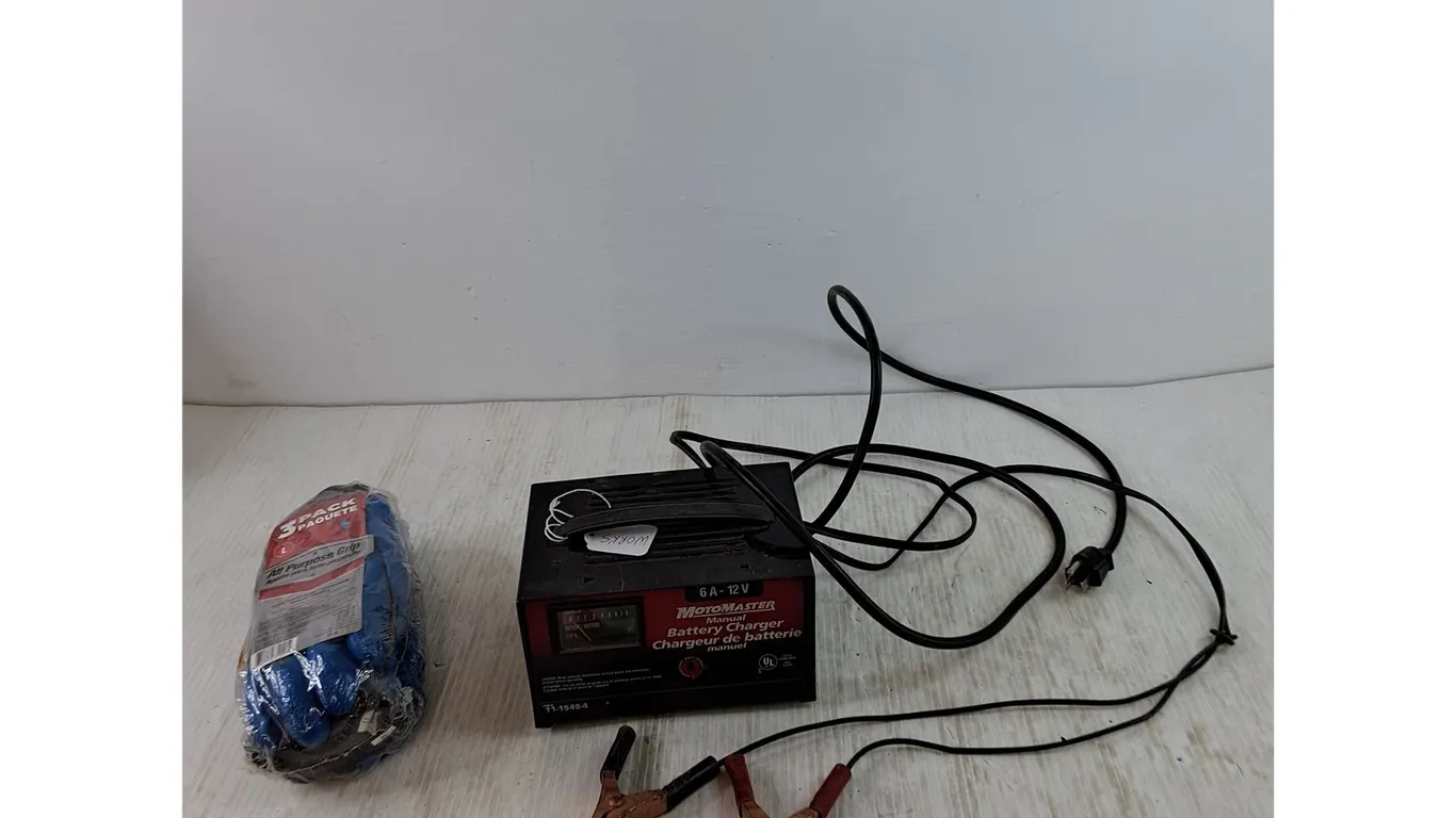 (3) Pack All Purpose Grip, MotoMaster Manual Battery Charger Works