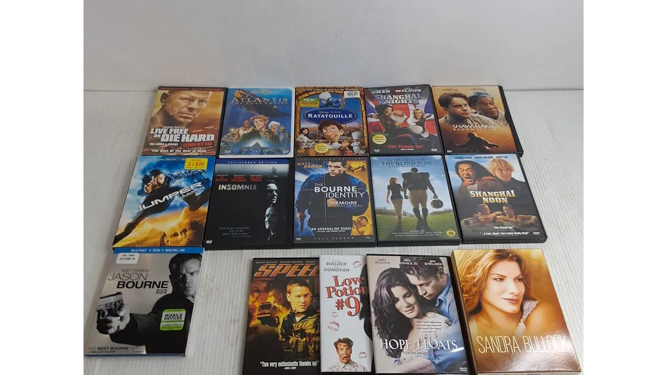 (14) DVD Movies - Ratatouille, Shawshank Redemption, Bourne Identity, The Blind Side, Speed