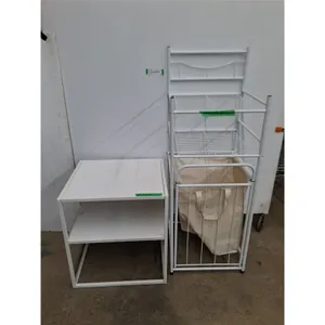* Laundry Shelf w/Hamper, 2-Tier Side Table - Cannot Ship